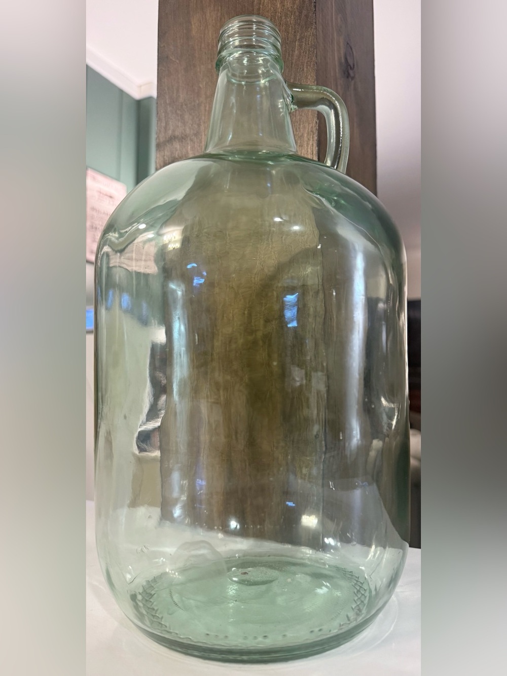 3- Vintage Green Handblown Glass Carboy Gallon Farmhouse Jug